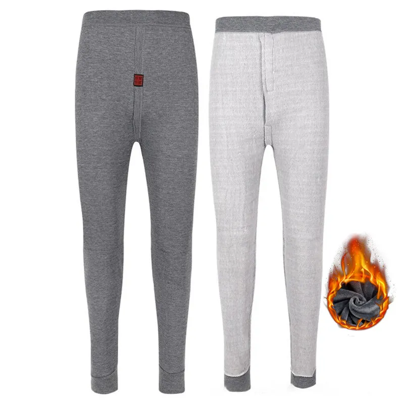 Mens Winter Fleece Lined Leggings Thermal Long Johns Underwear Pants