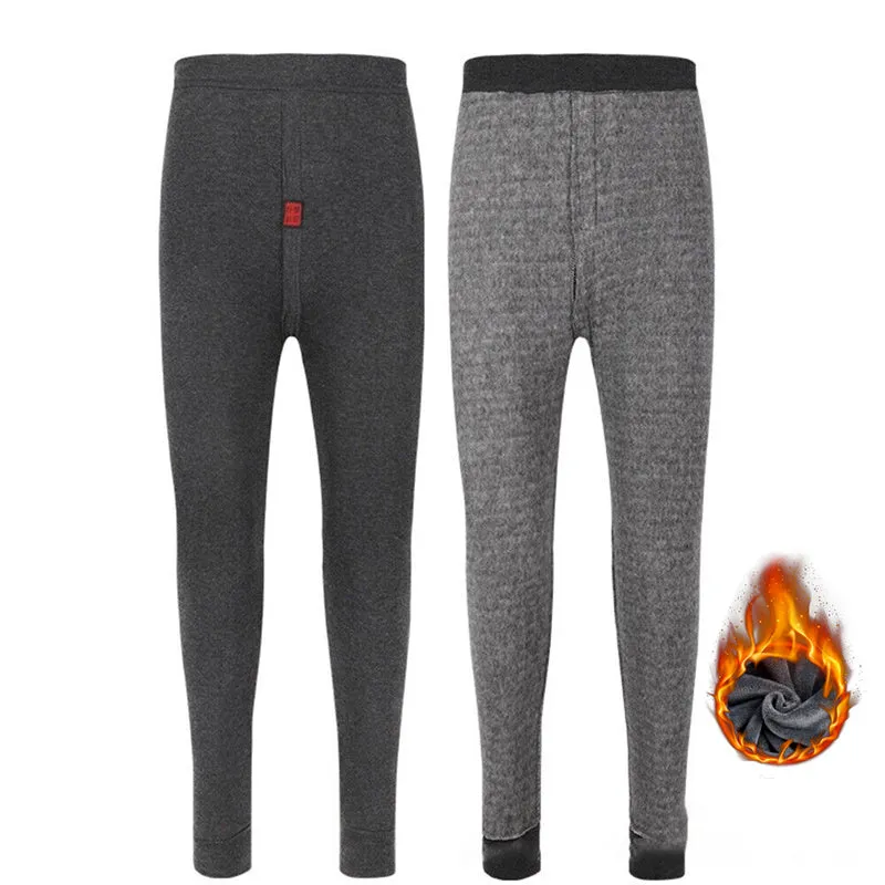 Mens Winter Fleece Lined Leggings Thermal Long Johns Underwear Pants