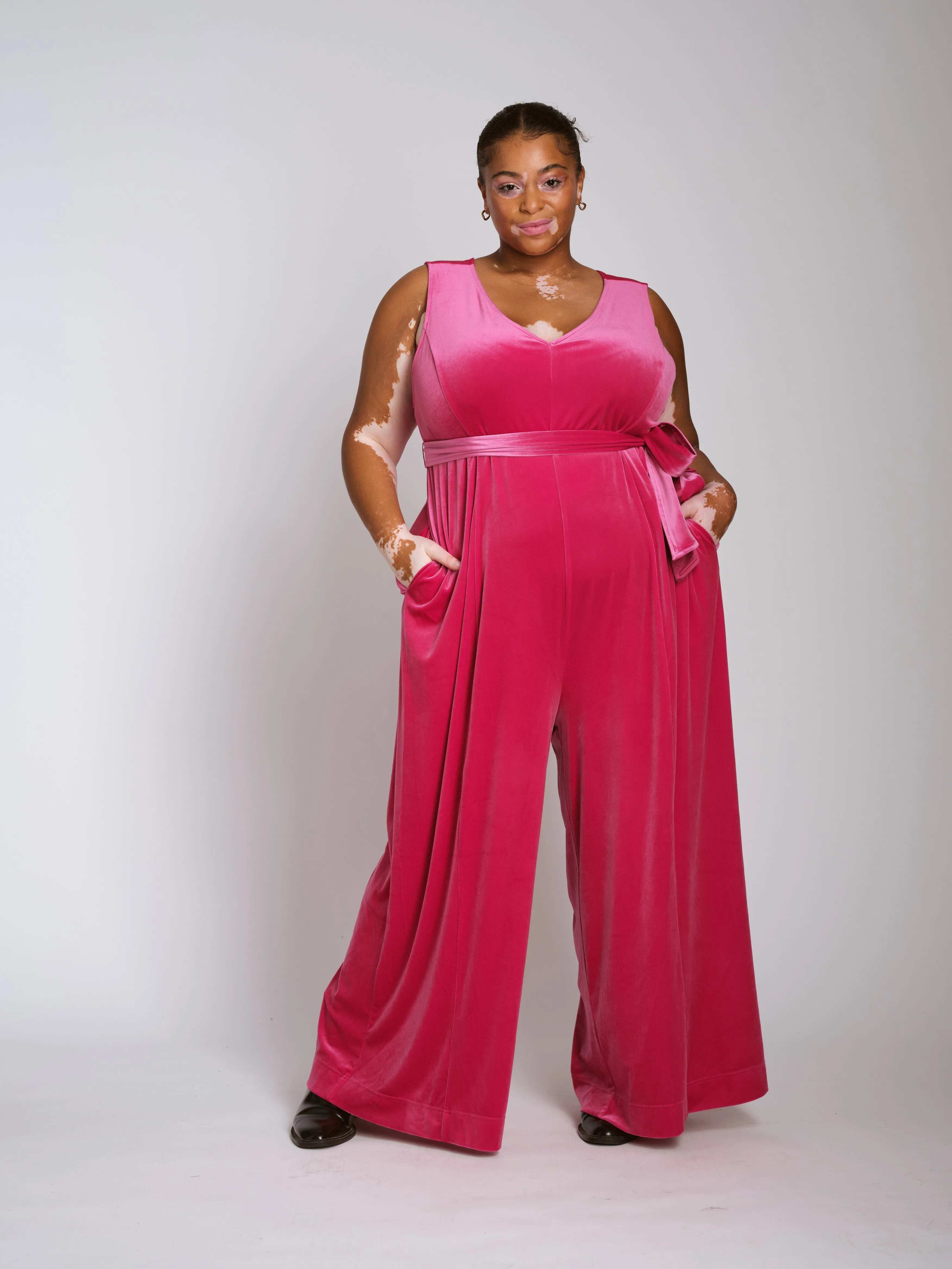 Midnight Velvet Jumpsuit - Cerise