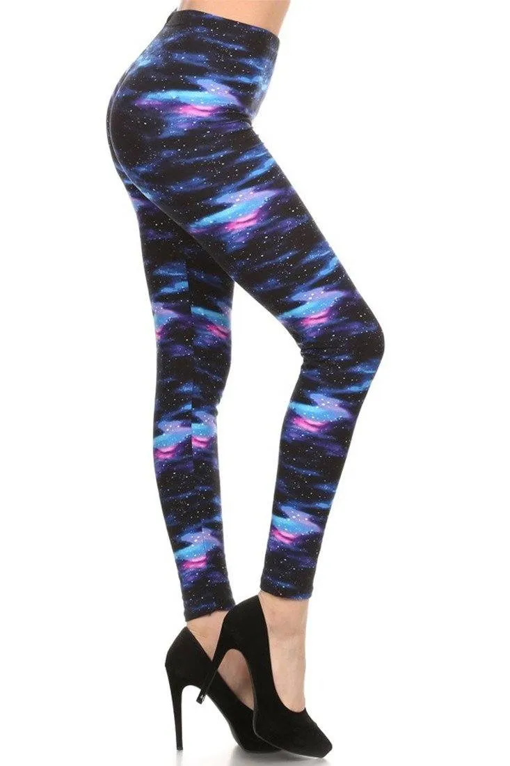 Milky Way Galaxy Graphic Print Lined Leggings