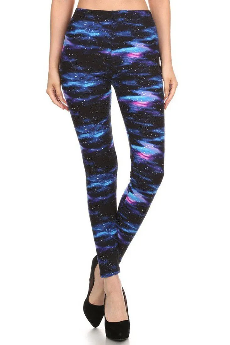 Milky Way Galaxy Graphic Print Lined Leggings