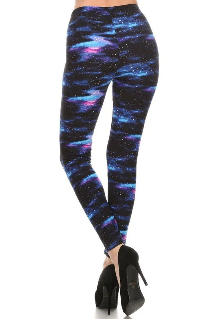 Milky Way Galaxy Graphic Print Lined Leggings