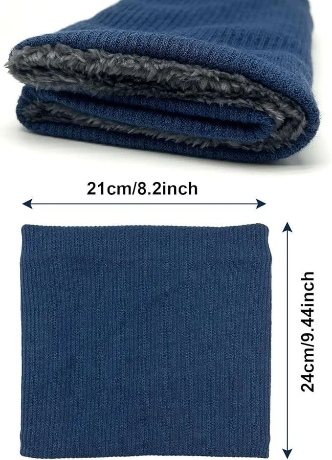 Navy Blue Winter Neck Warmer, Snood Winter Neck Scarf, Thermal Double-Layer Fleece Pullover Neck Scarf