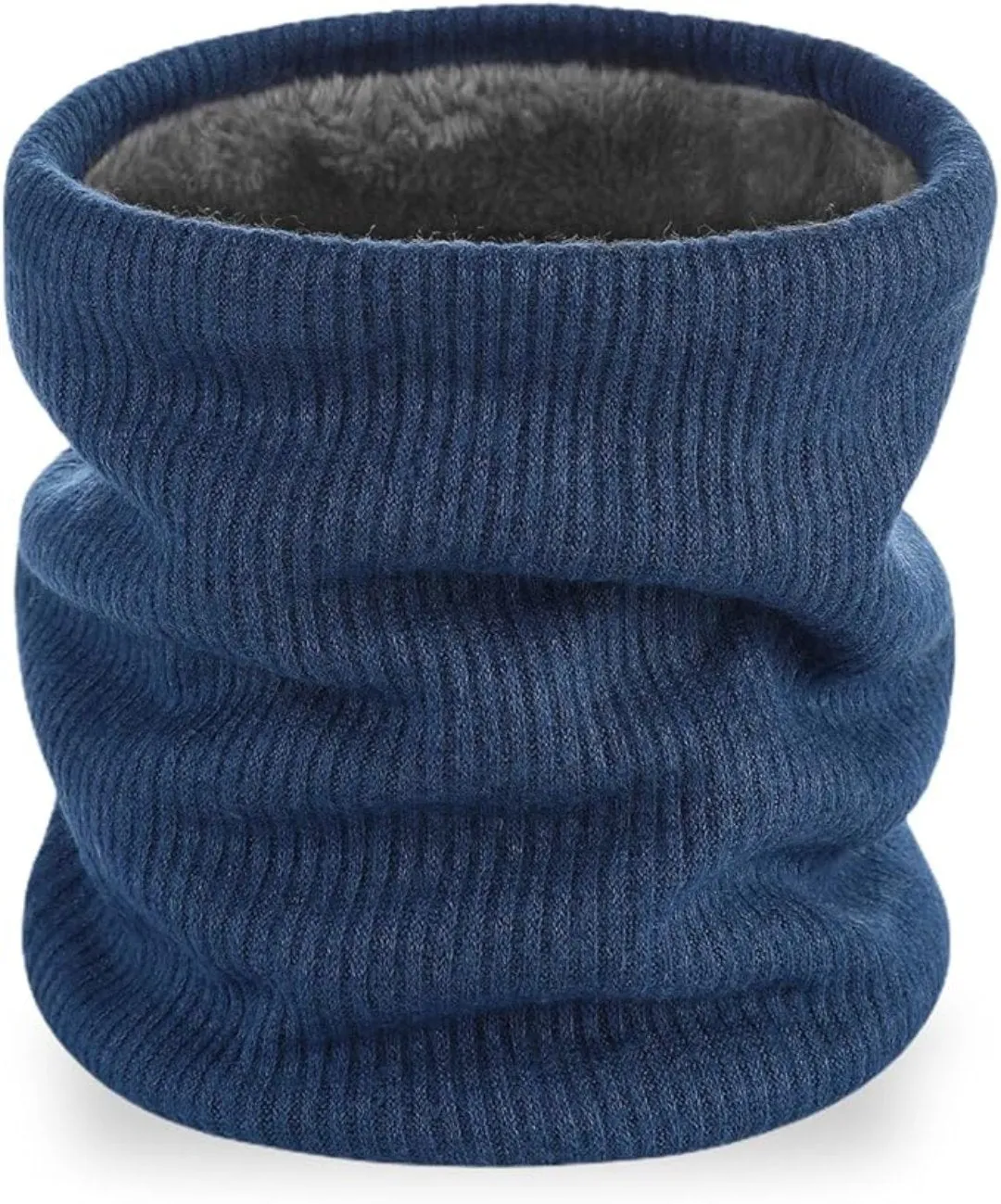 Navy Blue Winter Neck Warmer, Snood Winter Neck Scarf, Thermal Double-Layer Fleece Pullover Neck Scarf