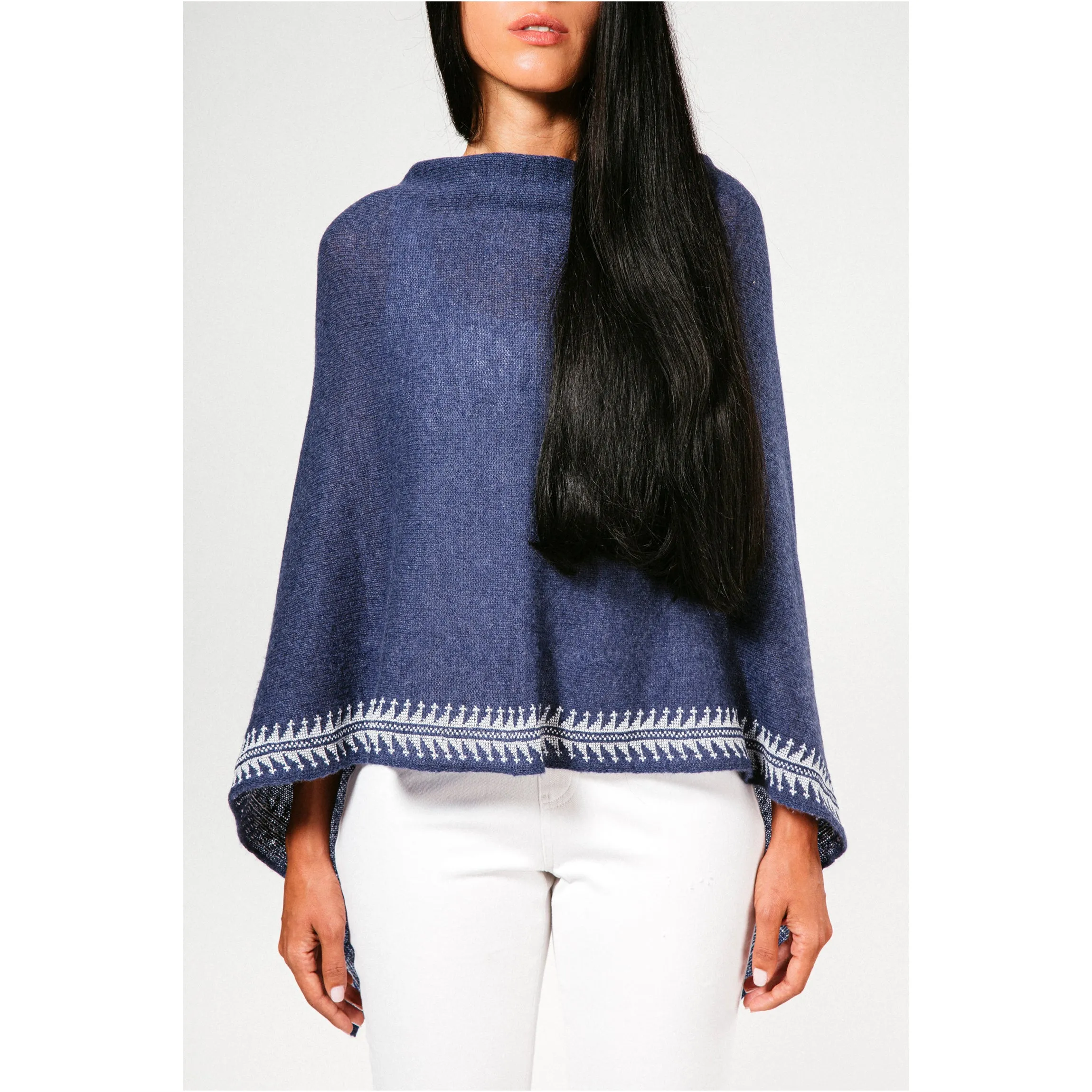 NOTTE BLUE CASHMERE PONCHO