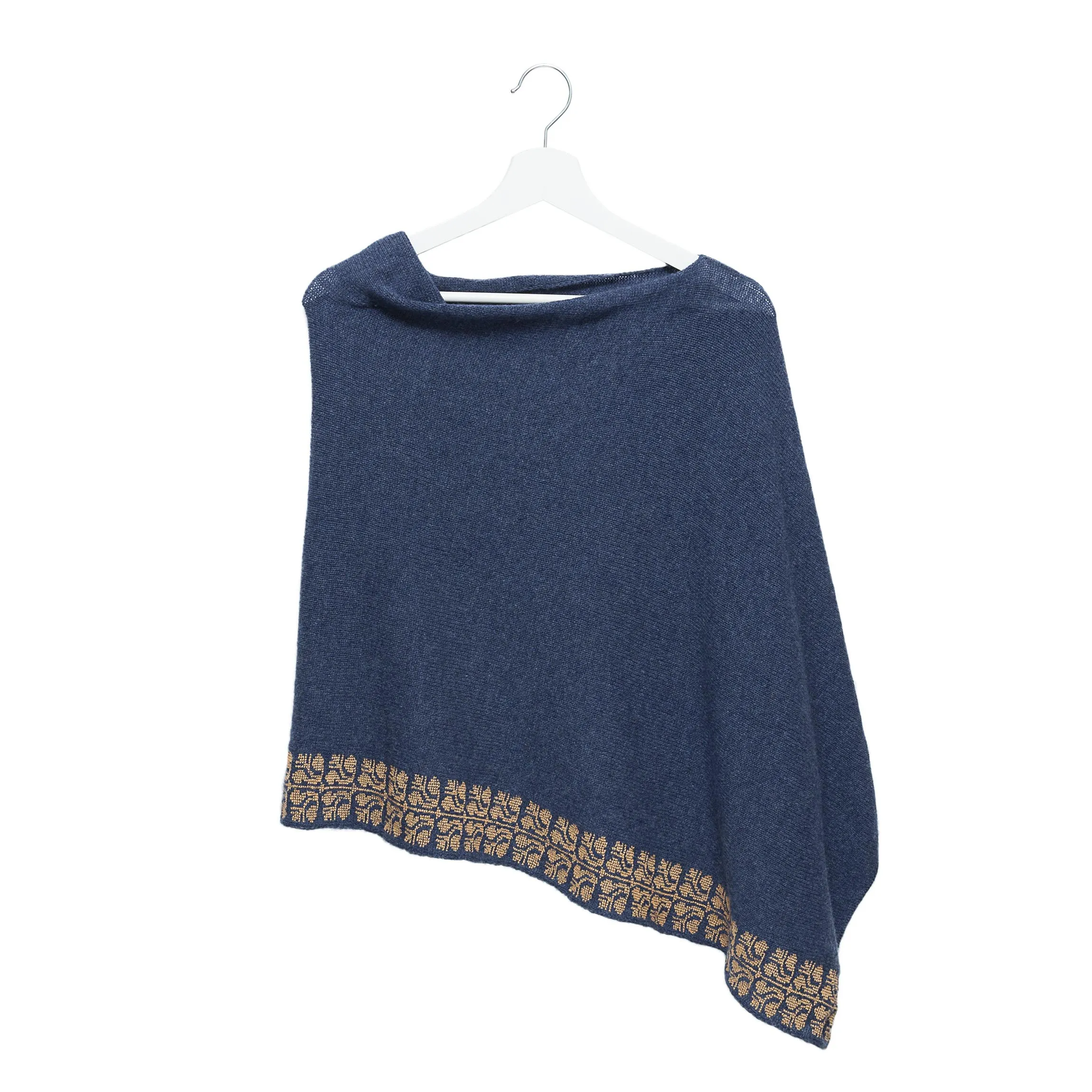 NOTTE BLUE CASHMERE PONCHO