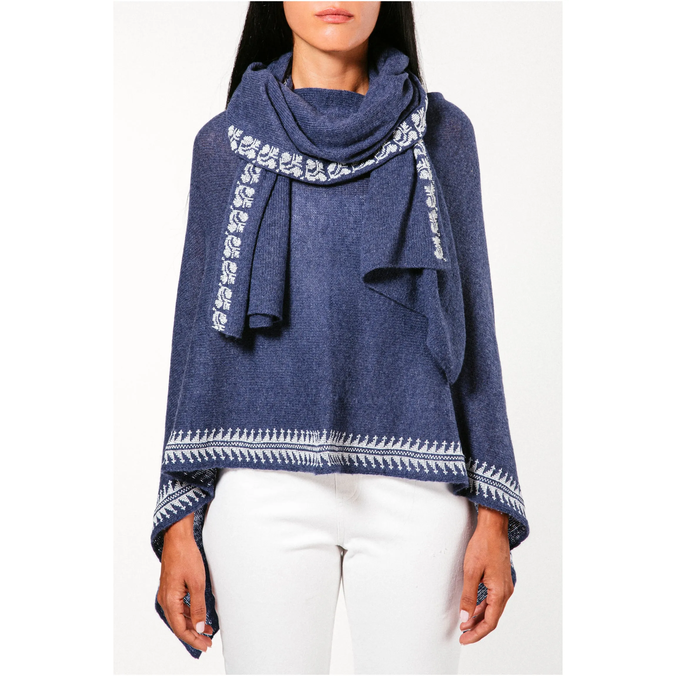 NOTTE BLUE CASHMERE PONCHO