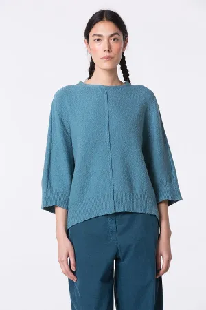 Oska 3/4 Sleeve Knit Sweater in Stream