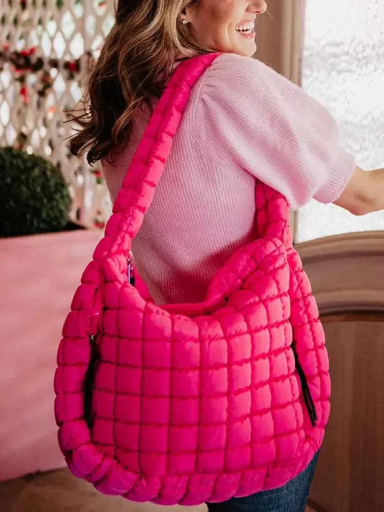 Oversized Quilted Hobo Tote