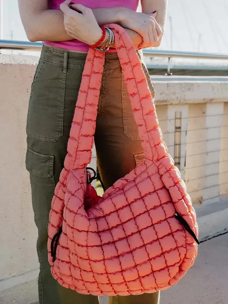 Oversized Quilted Hobo Tote