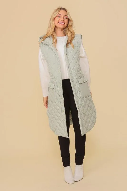 Oversized Quilted Midi Jacket