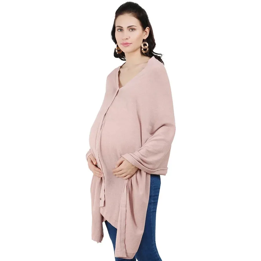 Pluchi Knitted Nursing Poncho Frida (Pale Pink)