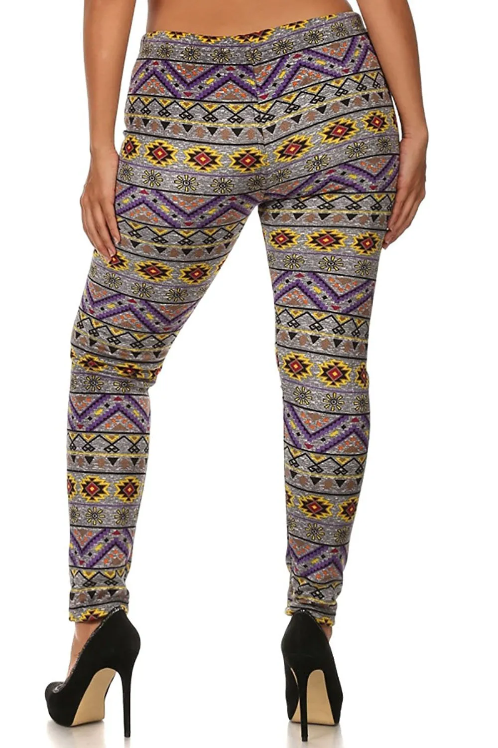 Plus Size Fleece Lined Multi Print High Waist Winter Leggings