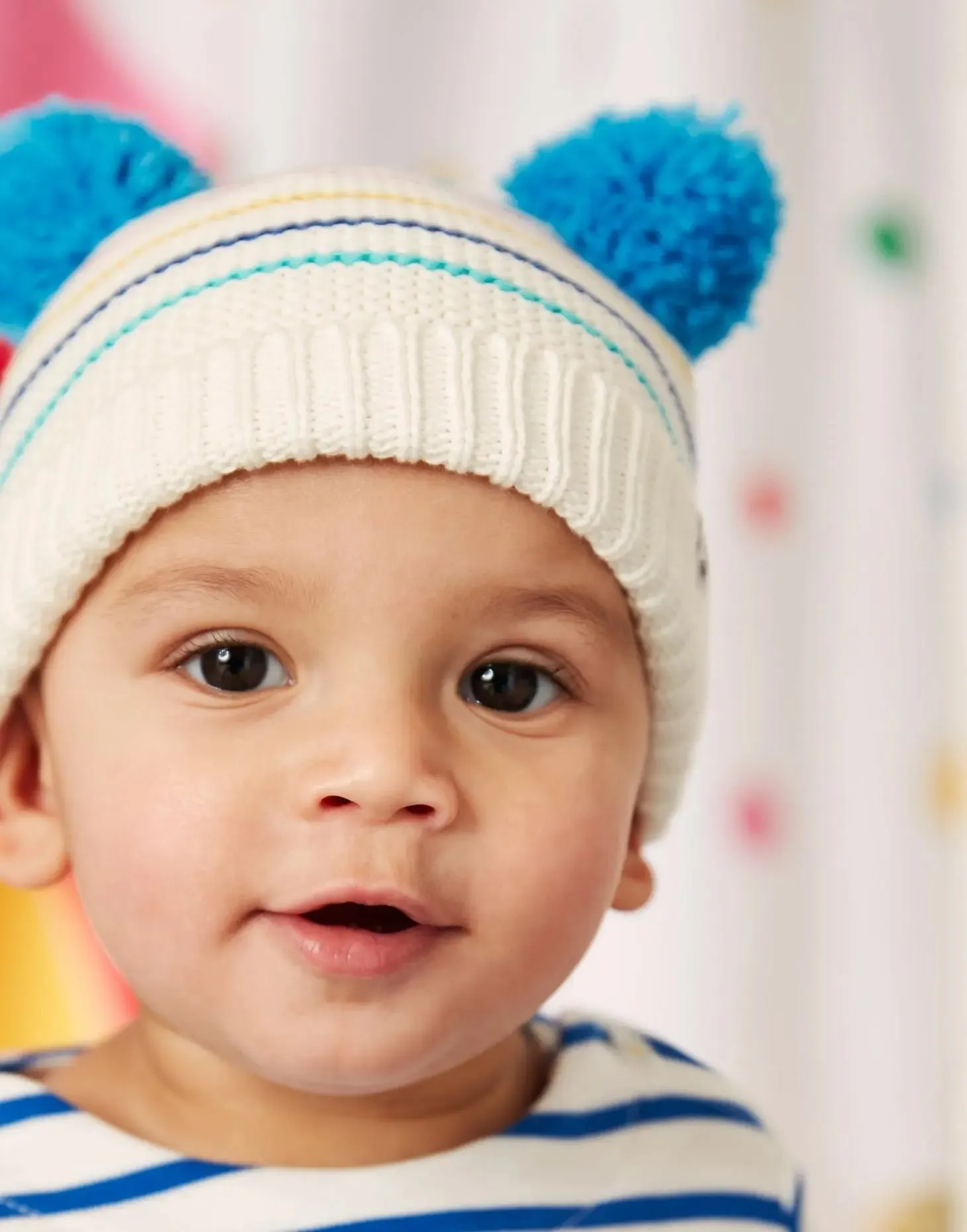 Pom Pom Organically Grown Cotton Knitted Hat | Joules