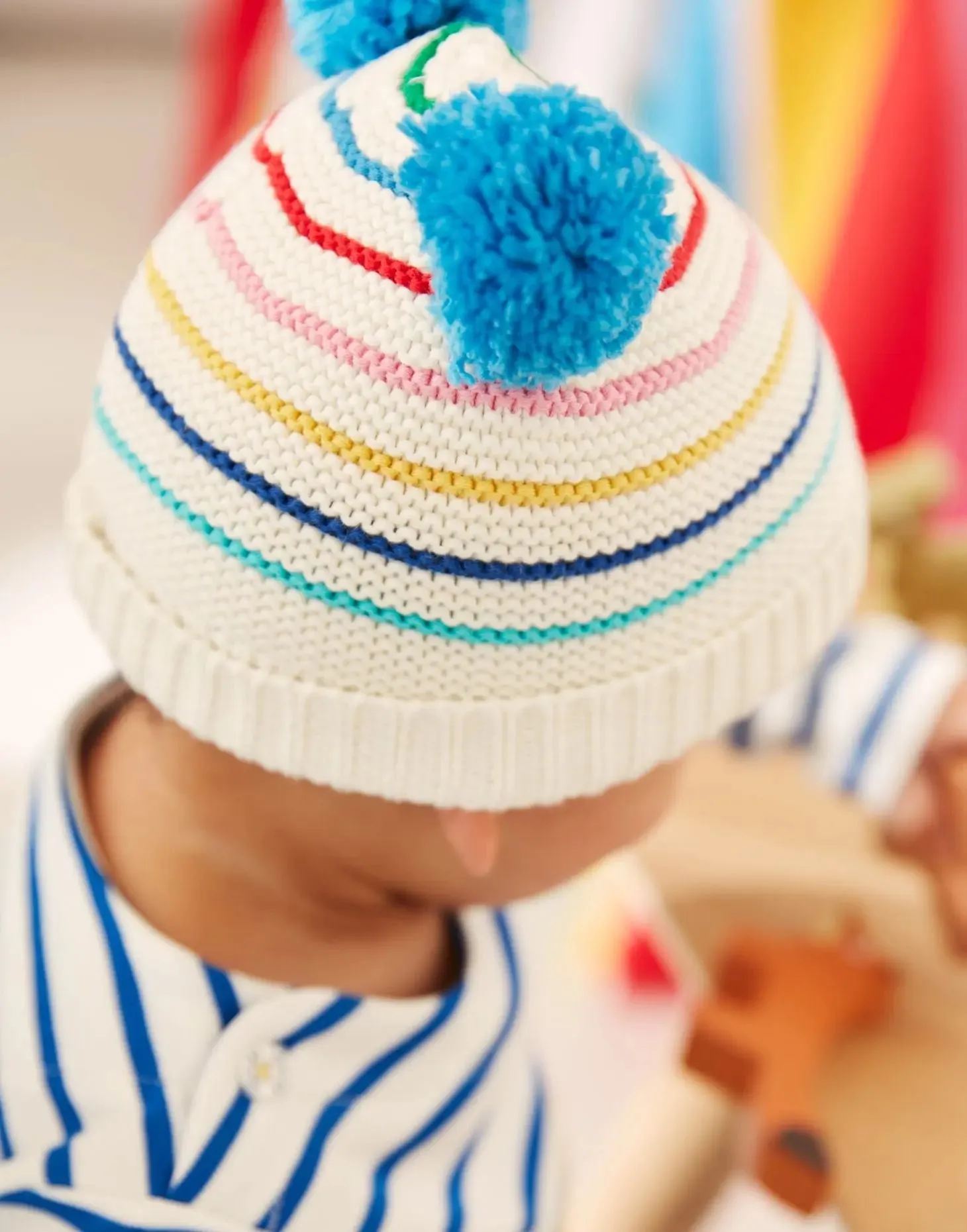 Pom Pom Organically Grown Cotton Knitted Hat | Joules