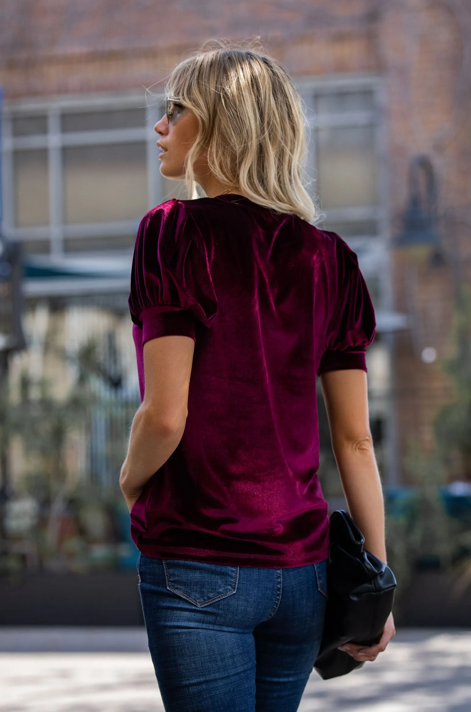 Queen Velvet Puff Sleeve Top