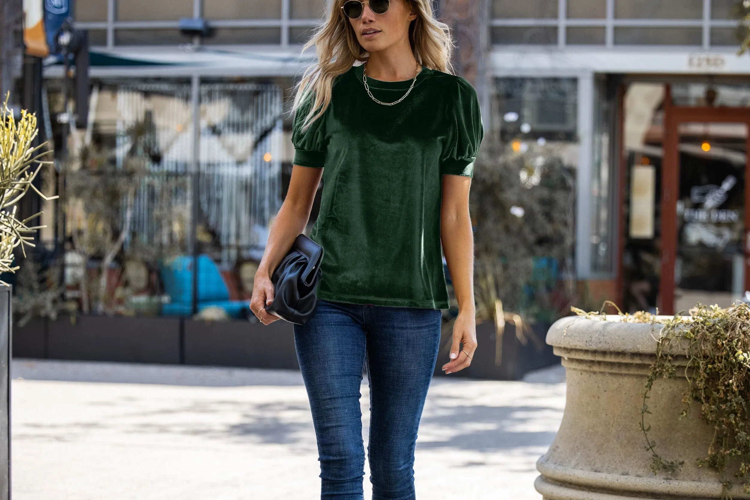 Queen Velvet Puff Sleeve Top