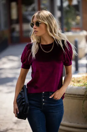 Queen Velvet Puff Sleeve Top