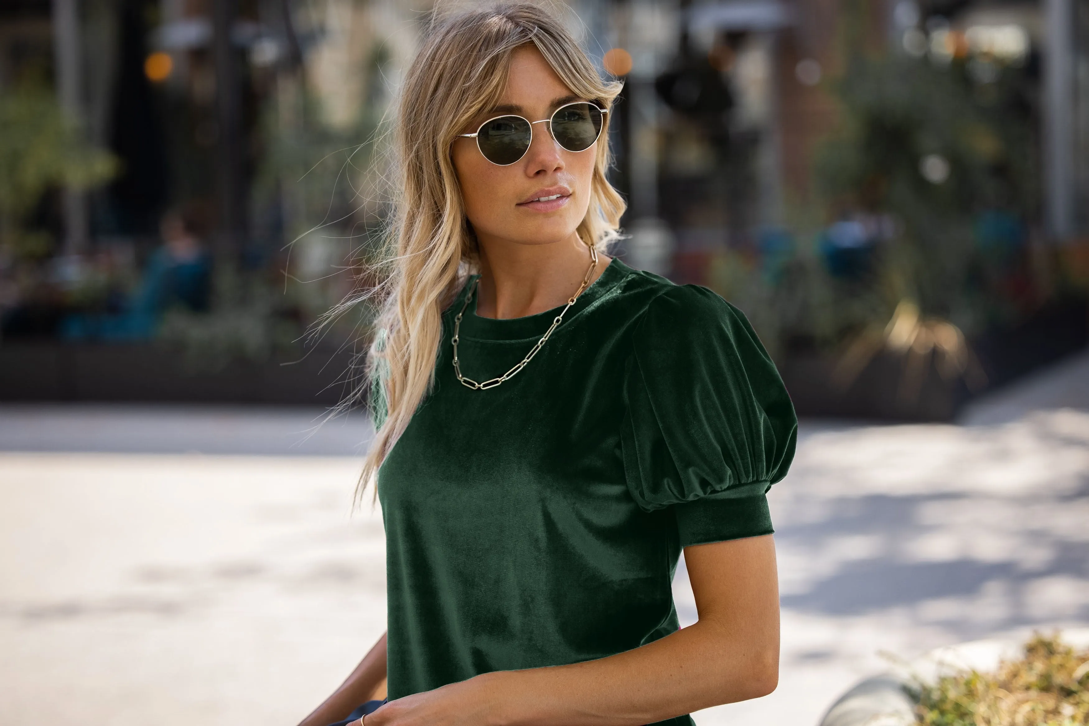 Queen Velvet Puff Sleeve Top