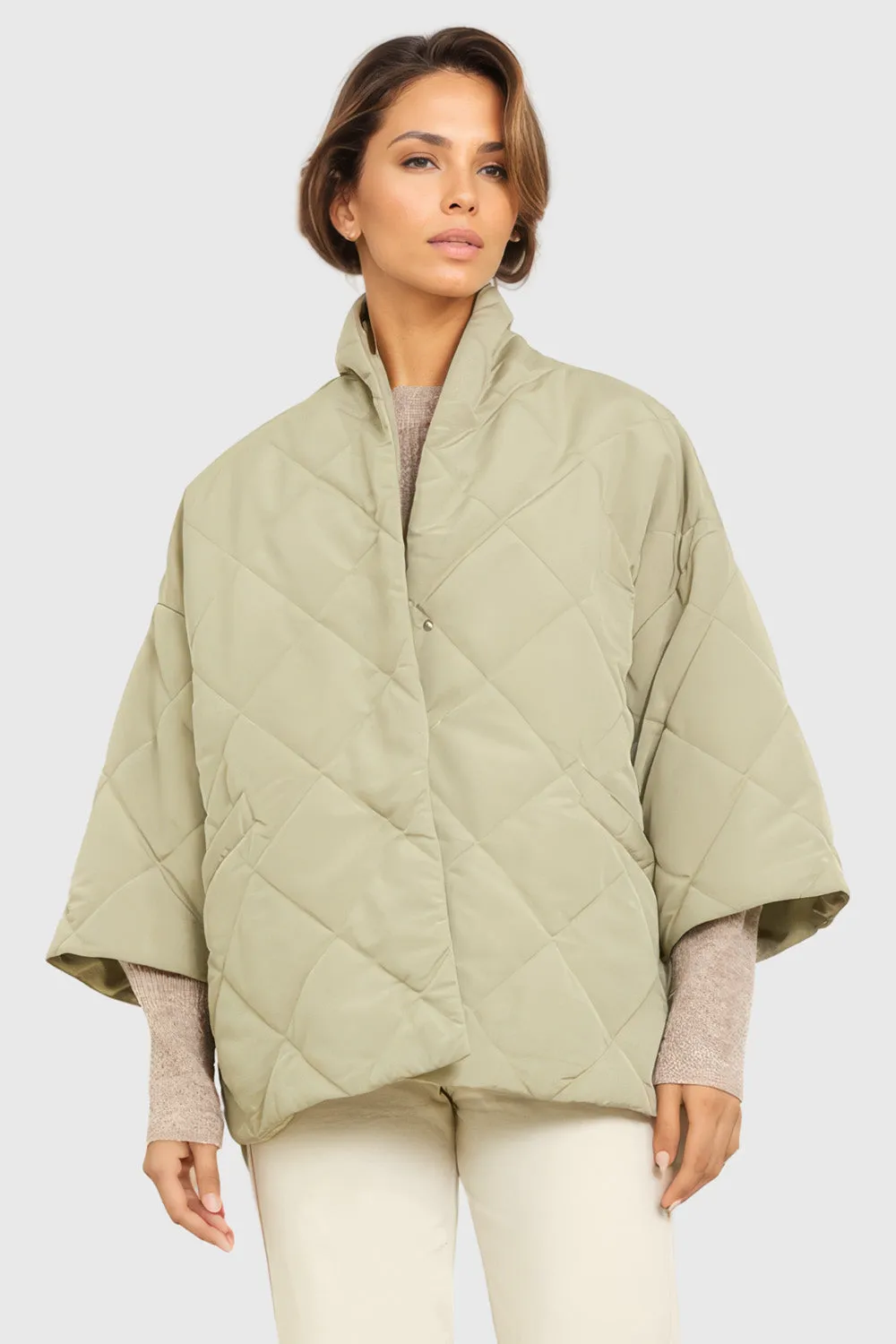 Quilted Short Jacket - Beige