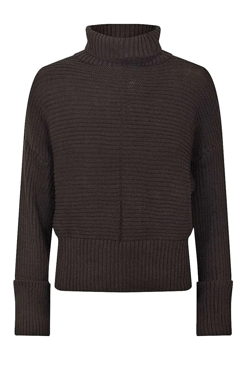 Ribbed Roll Neck Cuff Jumper