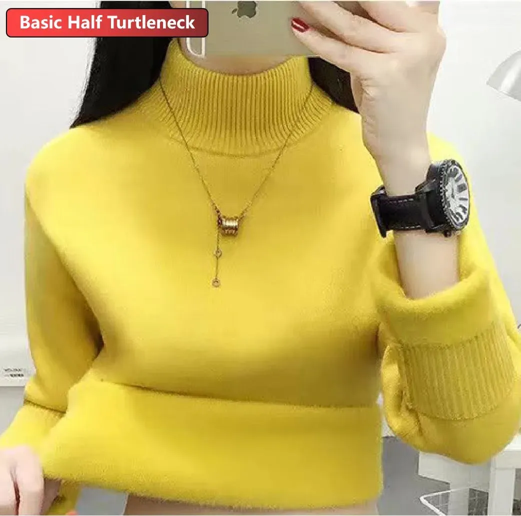 Sweater For Women Winter Thicken Turtleneck Slim Knit Pullover New Warm Plush Velvet Lined Knitwear Jumper Tops Casual Poleras