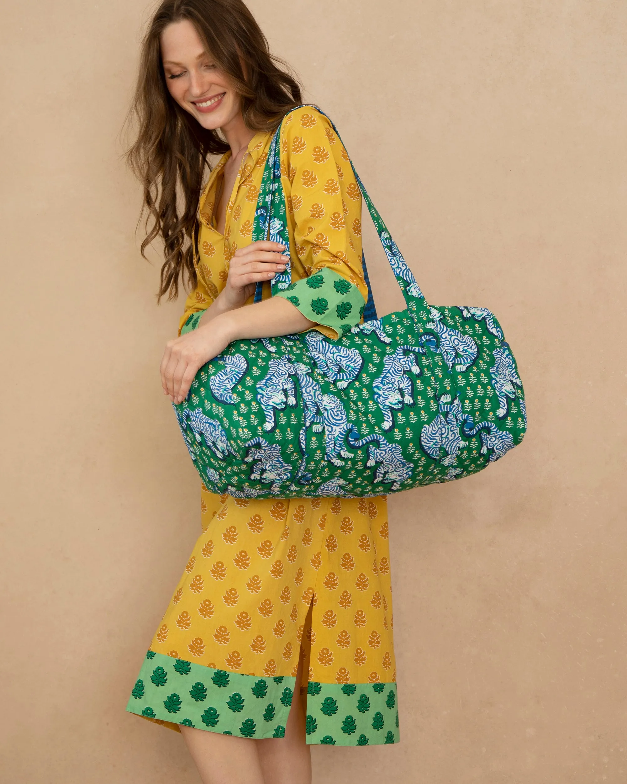 Tiger Queen - Quilted Duffle Bag - Jade