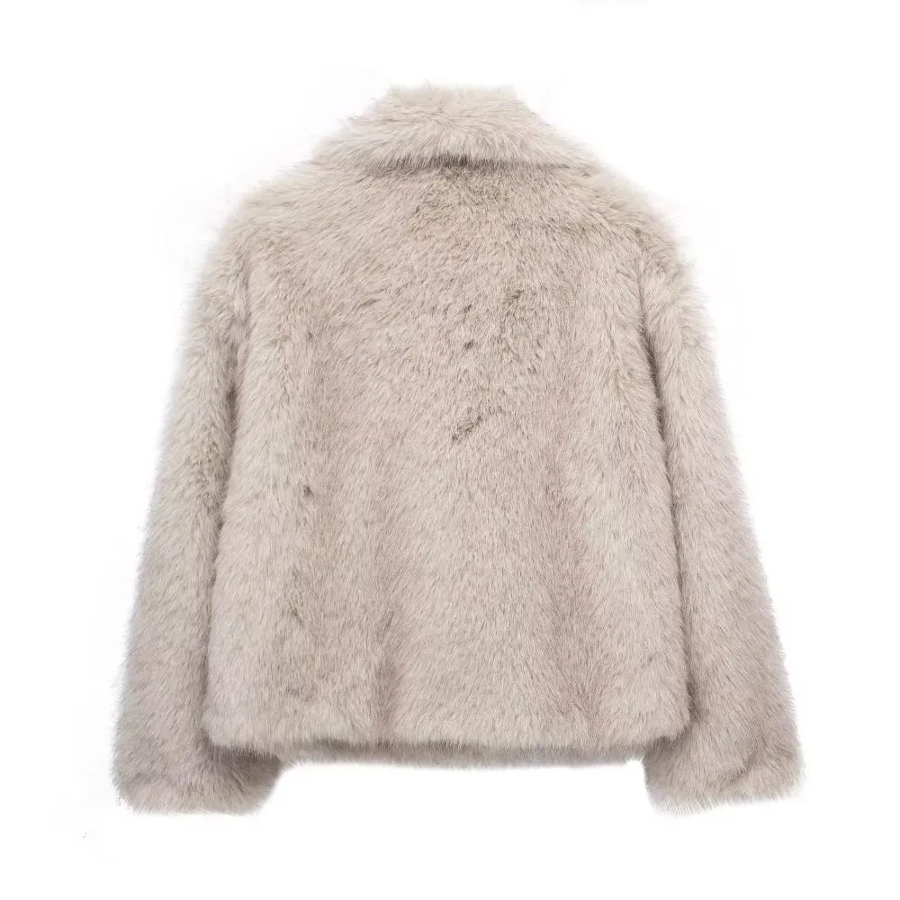 Trend4us Women's Luxe Plush Faux Fur Coat