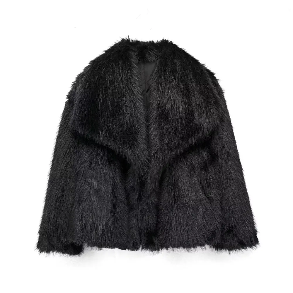 Trend4us Women's Luxe Plush Faux Fur Coat