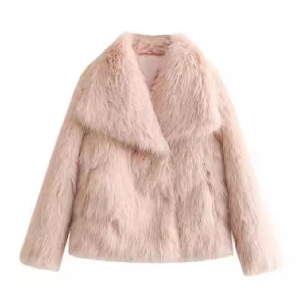 Trend4us Women's Luxe Plush Faux Fur Coat