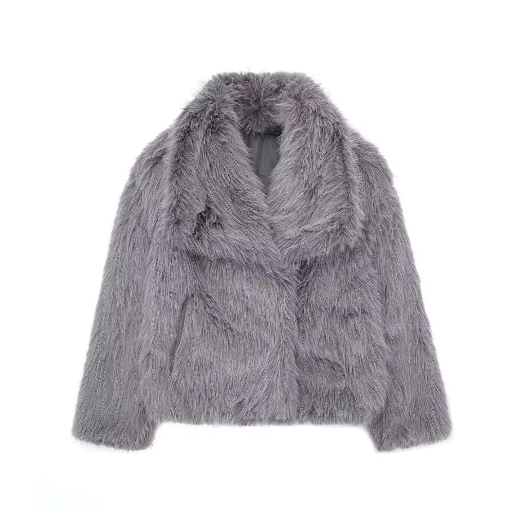 Trend4us Women's Luxe Plush Faux Fur Coat