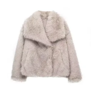 Trend4us Women's Luxe Plush Faux Fur Coat