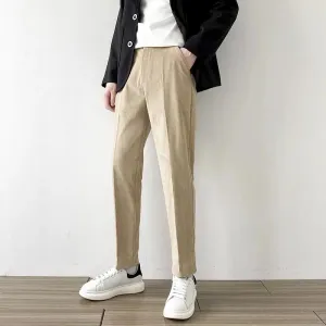 WIAOFELLAS  -  Autumn Winter Men's New Fashion Casual Suit Pants Male Work Thick Corduroy Trousers Men Solid Color Straight Pants H548