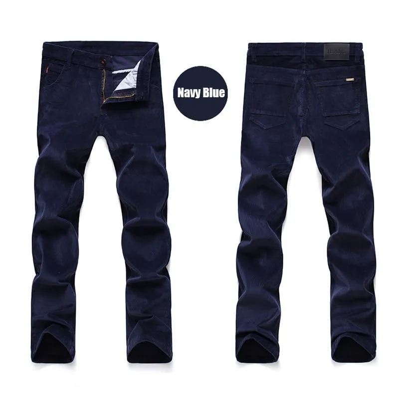 Winter Fashion Men Jeans Slim Fit Thick Warm Corduroy Pants Fleece Trousers  Casual Business Style Long Pants