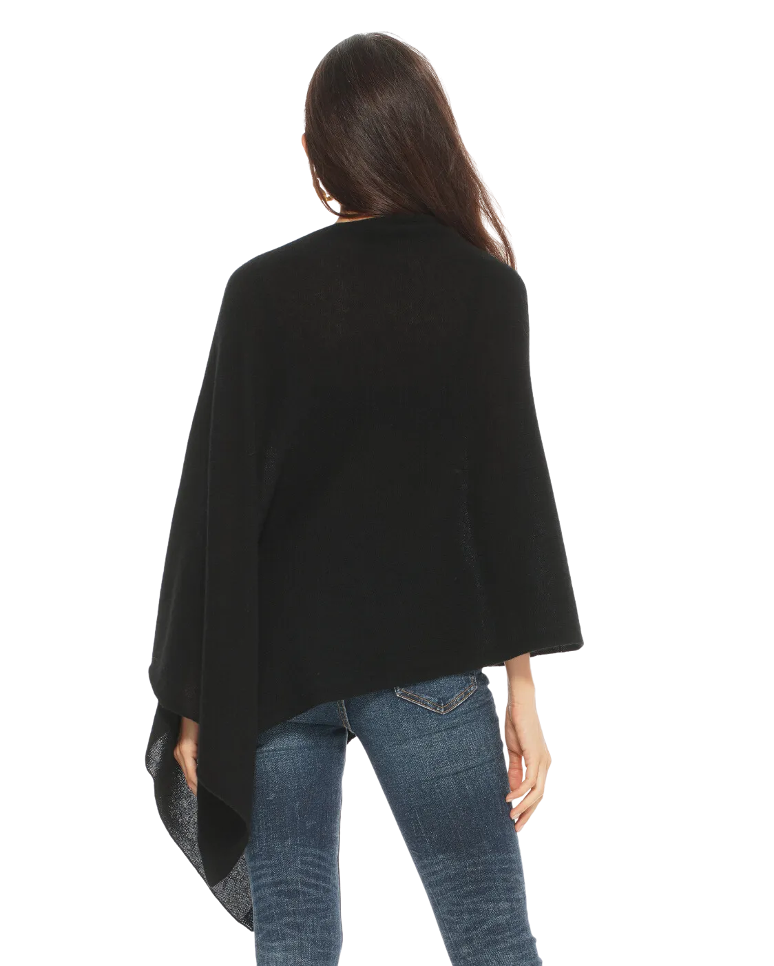 Women's Essential Pure Cashmere Poncho Black