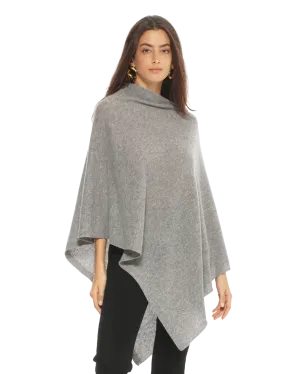 Women's Essential Pure Cashmere Poncho Medium Grey