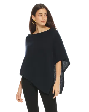 Womens's Pure Cashmere Capelet Poncho Night Blue