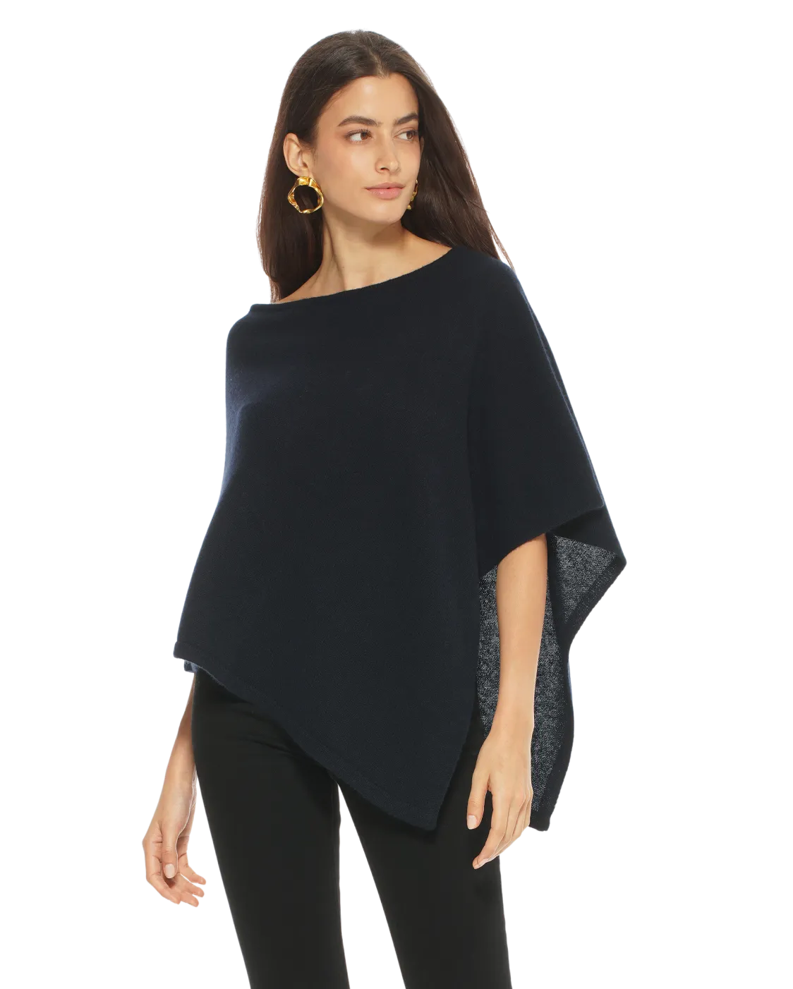 Womens's Pure Cashmere Capelet Poncho Night Blue