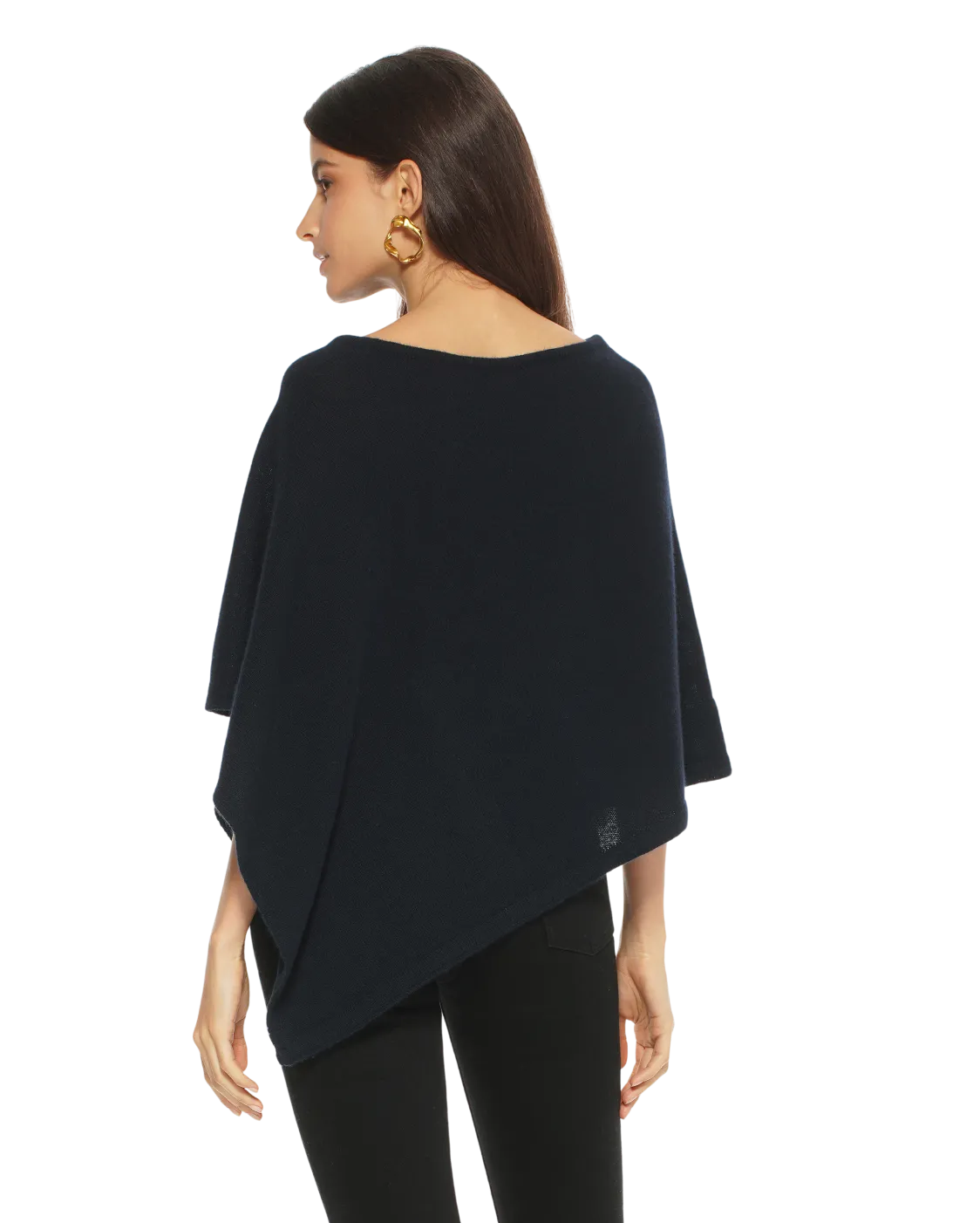 Womens's Pure Cashmere Capelet Poncho Night Blue