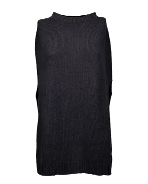 Womens's Pure Cashmere Side Slits Poncho Black