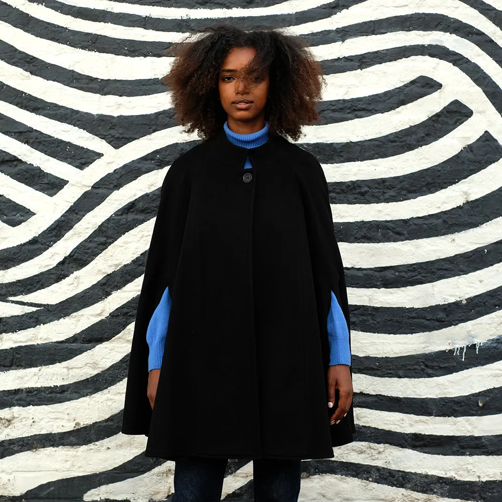 Wool and Cashmere Cape in Black