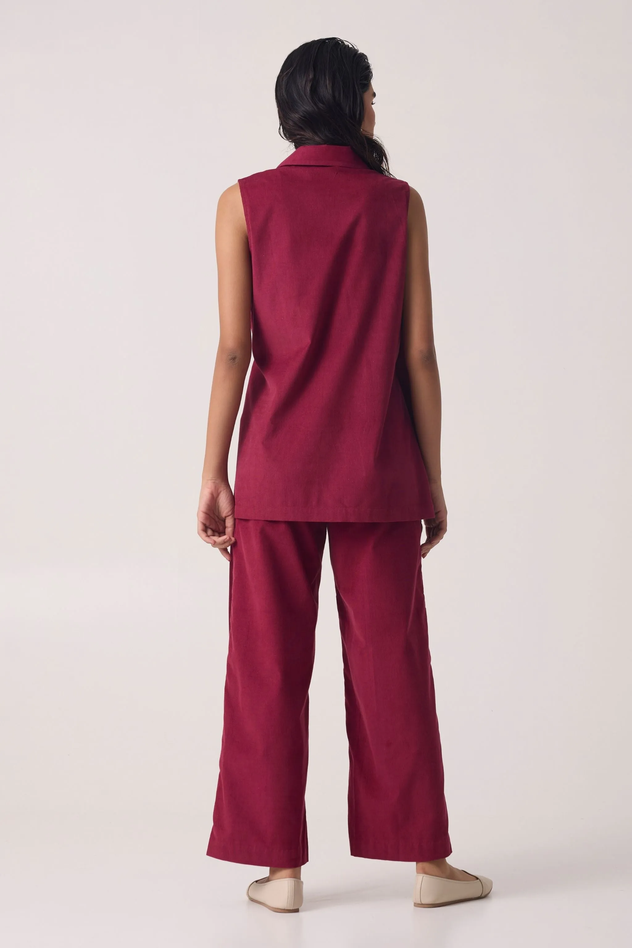 Yacine Cherry Corduroy Co-ord