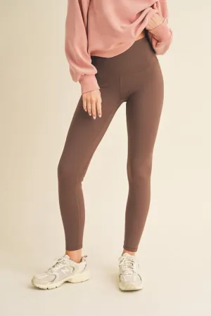 Yelete Fleece Lined High Waisted Leggings Coffee