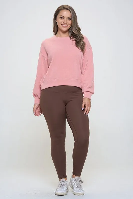 Yelete Fleece Lined High Waisted Leggings Coffee